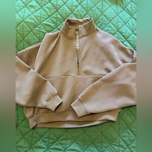 Nike Dri-FIT Brown/gray cropped Quarter-Zip Pullover